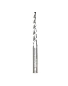 Amana 46284-U CNC 2D and 3D Carving 1 Deg Tapered Angle Ball Tip 1/8 Dia x 1/16 Radius x 1-1/2 x 1/4 Shank x 3 Inch Long x 3 Flute Solid Carbide Up-Cut Spiral Router Bit