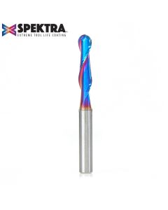 Amana 46376-K Solid Carbide Spektra™ Extreme Tool Life Coated Up-Cut Ball Nose Spiral 1/4 Dia x 1 Inch x 1/4 Shank Router Bit