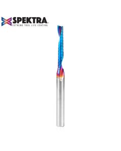 Amana 51418-K Solid Carbide CNC Spektra™ Extreme Tool Life Coated Spiral 'O' Single Flute, Plastic Cutting 3/16 Dia x 1-1/4 x 1/4 Shank x 3 Inch Long Up-Cut Router Bit