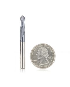 Amana 51651 High Performance CNC Solid Carbide 90 Degree 'V' Spiral Drills with AlTiN Coating 2-Flute x 3/16 Dia x 5/8 x 3/16 Shank x 2 Inch Long Up-Cut Router Bit/End Mill
