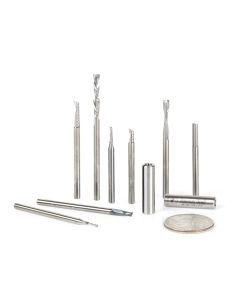 Amana AMS-172 8-Pc Aluminum, Plastics, Spiral Compression & Stainless Steel Cutting CNC Router Bit Collection, 1/8 Inch Shank