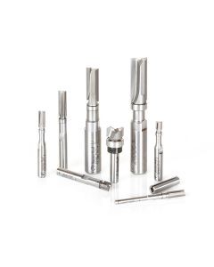 Amana AMS-600 8-Pc Flush Trim Plunge Template with Upper Ball Bearing Guide Router Bit Collection, 1/8, 1/4 & 1/2 Inch Shank