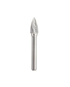Amana BURS-194 Solid Carbide Pointed Tree Shape 3/8 Dia x 3/4 x 1/4 Shank Double Cut SG Burr Bit for Die-Grinders
