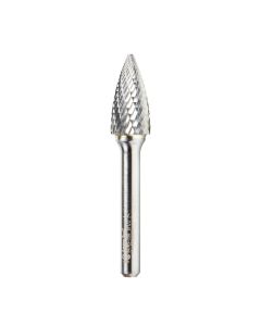 Amana BURS-198 Solid Carbide Pointed Tree Shape 1/2 Dia x 1 x 1/4 Shank Double Cut SG Burr Bit for Die-Grinders