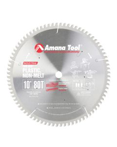 Amana tool LB10801 Carbide Tipped Non-Melt Plastic 10 Inch D x 80T M-TCG, -2 Deg, 5/8 Bore, Circular Saw Blade