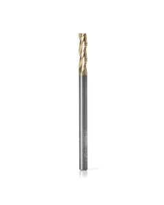 Amana tool 46091 Solid Carbide Spiral 1/8 Dia x 1/2 Cut Height x 1/8 Shank x 2 Inch Long Composite, Fiberglass & Phenolic Cutting ZrN Coated 3 Flute Up-Cut Router Bit
