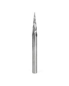Amana tool 46280-U CNC 2D and 3D Carving 6.2 Deg Tapered Angle Bal Nose x 1/32 D x 1/64 R x 1 CH x 1/4 SHK x 3 Inch Long x 3 Flute SC Upcut Router Bit