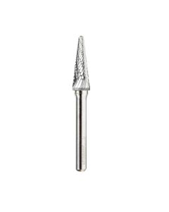 Amana tool BURS-214 Radius Cone Shape SC Head 3/8 D x 1-1/16 CH x 1/4 SHK x 2-13/16 Inch Long Double Cut SL Burr Bit