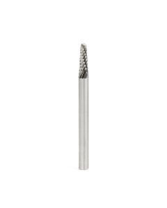 Amana tool BURS-210 Radius Cone Shape SC 1/8 D x 3/8 CH x 1/8 SHK x 1-1/2 Inch Long Double Cut SL Burr Bit