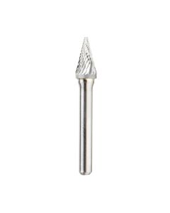 Amana tool BURS-224 Pointed Cone Shape 14 Deg SC Head 3/8 D x 5/8 CH x 1/4 SHK x 2-1/2 Inch Long Double Cut SM Burr Bit