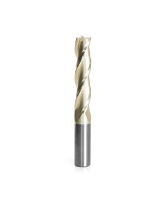 Amana tool 46579 CNC 2D and 3D Carving 0.10 Deg Angle Straight Flat Bottom x 1/2 D x 2-1/4 CH x 1/2 SHK x 4 Inch Long x 3 Flute SC ZrN Coated Router Bit
