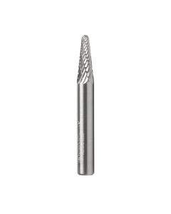 Amana tool BURS-212 Radius Cone Shape SC 1/4 D x 5/8 CH x 1/4 SHK x 2 Inch Long Double Cut SL Burr Bit