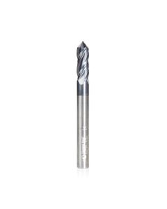 Amana tool 51692 CNC Solid Carbide 90 Deg V Spiral with AlTiN Coating for Steel & Stainless Steel 1/4 D x 3/4 CH x 1/4 SHK x 2-1/2 Inch Long 4 Flute Up-Cut Dril/Router Bit/End Mil