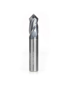Amana tool 51696 CNC Solid Carbide 90 Deg V Spiral with AlTiN Coating for Steel & Stainless Steel 1/2 D x 1 CH x 1/2 SHK x 3 Inch Long 4 Flute Up-Cut Dril/Router Bit/End Mil