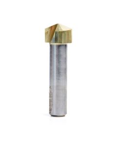 Amana tool 45743 ZrN Coated V-Groove 135 Deg. Folding for Aluminum Composite Material (ACM) Panels Like Alucobond, Dibond, 0.078 Tip Cut Width x 1/2 CH x 3/4 D x 1/2 Inch SHK Carbide Brazed to Steel Shank Router Bit