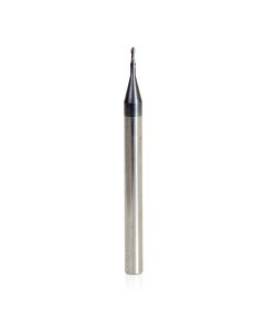 Amana tool 51743 Mini Solid Carbide Spiral for Steel, Stainless Steel & Composites, AlTiN Coated 0.015 Radius x 0.030 Dia x 0.090 Cut Height x 1/8 Shank x 1-1/2 Inch Long Up-Cut 2-Flute Bal End Router Bit/End Mil