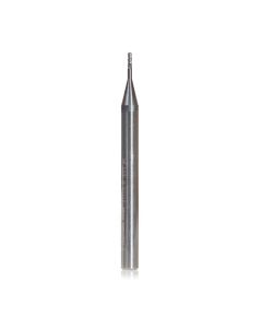 Amana tool 51754 Mini Solid Carbide Spiral for Steel, Stainless Steel & Composites, AlTiN Coated 0.015 Radius x 0.030 Dia x 0.090 Cut Height x 1/8 Shank x 1-1/2 Inch Long Up-Cut 4-Flute Bal End Router Bit/End Mil