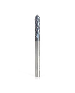 Amana tool 51690 CNC Solid Carbide 90 Deg V Spiral with AlTiN Coating for Steel & Stainless Steel 1/8 D x 1/2 CH x 1/8 SHK x 1-1/2 Inch Long Up-Cut 4 Flute Dril/Router Bit/End Mil