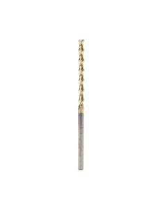 Amana tool 46299 CNC 2D and 3D Carving 0.10 Deg Tapered Angle Flat Bottom x 1/8 D x 1-12 CH x 1/8 SHK x 3Inch Long x 3 Flute SC ZrN Coated Router Bit