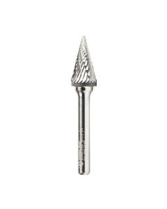 Amana tool BURS-226 Pointed Cone Shape 14 Deg SC Head 1/2 D x 7/8 CH x 1/4 SHK x 2-5/8 Inch Long Double Cut SM Burr Bit