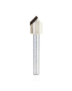 Amana tool DRB-418 Polycrystaline Diamond (PCD) Tipped 90 Deg V Engraving/Chamfering 1/2 Dia x 3/8 Inch Cut Height x 1/4 Shank Router Bit