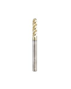 Amana tool 46584 CNC 2D and 3D Carving 0.10 Deg Straight Angle Bal Nose x 1/4 D x 1/8 R x 1 CH x 1/4 SHK x 3 Inch Long x 4 Flute SC ZrN Coated Upcut Router Bit