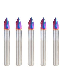 Amana tool 45624-K-5, 5-Pack SC Spektra Extreme tool Life Coated V-Groove 60 Deg x 1/4 D x 7/32 CH x 1/4 Inch SHK 3-Flute Router Bits