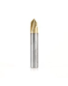 Amana tool 45626-Z Zero-Point Solid Carbide V Groove 90 Deg x 1/4 D x 1/4 CH x 1/4 Inch SHK ZrN Coated 3 Flute Router Bit
