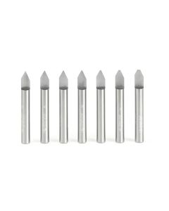 Amana tool 45769 7-Piece Solid Carbide 60 Deg Engraving 1/4 Inch SHK x 2 Inch Long Router Bit Set