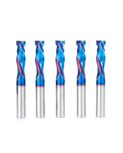 Amana tool 46021-K-5, 5-Pack CNC SC Spektra Extreme tool Life Coated Mortise Compression Spiral 3/8 D x 1-1/4 CH 3/8 SHK 3 Inch Long 2 Flute Router Bits