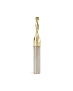 Amana tool 46040 Solid Carbide Spiral 1/8 Dia x 1/2 Cut Height x 1/4 Shank x 2 Inch Long Composite, Fiberglass & Phenolic Cutting ZrN Coated 2 Flute Up-Cut Router Bit