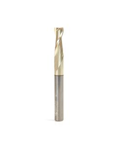 Amana tool 46043 Solid Carbide Spiral 1/4 Dia x 3/4 Cut Height x 1/4 Shank x 2-1/2 Inch Long Composite, Fiberglass & Phenolic Cutting ZrN Coated 2 Flute Up-Cut Router Bit