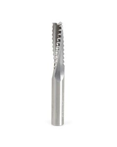 Amana tool 46129 Solid Carbide Roughing Spiral 3 Flute Chipbreaker 3/8 Dia x 1-1/4 Cut Height x 3/8 Shank x 3 Inch Long Up-Cut Router Bit