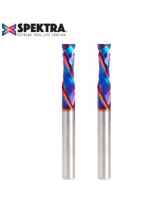 Amana tool 46170-K-2, 2-Pack CNC SC Spektra Extreme tool Life Coated Compression Spiral 1/4 D x 7/8 CH x 1/4 SHK x 2-1/2 Inch Long 2 Flute Router Bits