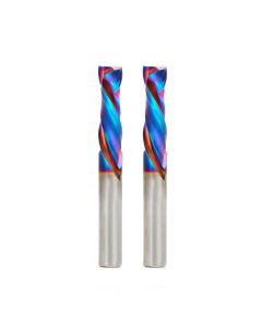Amana tool 46172-K-2, 2-Pack CNC SC Spektra Extreme tool Life Coated Compression Spiral 3/8 D x 1-1/4 CH x 3/8 SHK x 3 Inch Long 2 Flute Router Bits