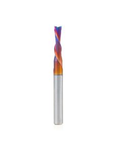 Amana tool 46211-K SC Spektra Extreme tool Life Coated Spiral Plunge 5mm Dia x 3/4 CH x 1/4 SHK 2-1/2 Inch Long Down-Cut Router Bit for Driling Shelf Pin Holes