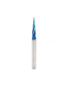 Amana tool 46282-K CNC Spektra Extreme tool Life Coated SC 2D and 3D Carving 5.4 Deg Tapered Angle Bal Nose x 1/16 D x 1/32 R x 1 CH x 1/4 SHK x 3 Inch Long x 4 Flute Router Bit