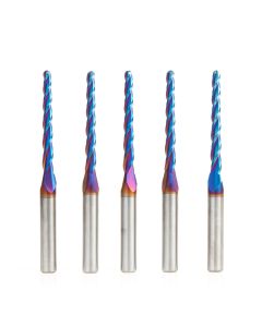 Amana tool 46284-K-5, 5-Pack CNC Spektra Extreme tool Life Coated SC 2D and 3D Carving 1 Deg Tapered Angle Bal Nose x 1/8 D x 1/16 R x 1-1/2 CH x 1/4 SHK x 3 Inch Long x 3 Flute Router Bit