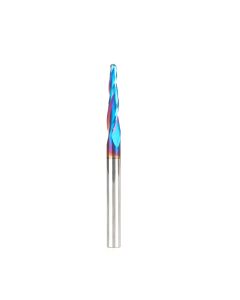 Amana tool 46286-K-M CNC Spektra Extreme tool Life Coated SC 2D and 3D Carving 3.6 Deg Tapered Angle Bal Nose x 3mm D x 1.5mm R x 26mm CH x 6mm SHK x 75mm Long x 3 Flute Router Bit