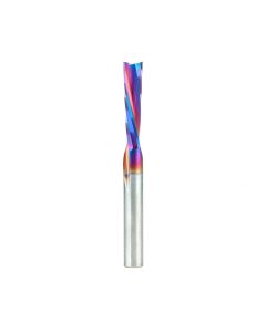 Amana tool 46348-K CNC SC Spektra Extreme tool Life Coated Spiral Plunge for Solid Wood 1/4 D x 1 CH x 1/4 SHK x 2-1/2 Inch Long Down-Cut Router Bit