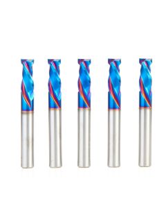 Amana tool 46367-K-5, 5-Pack CNC SC Spektra Extreme tool Life Coated Mortise Compression Spiral 3/8 D x 7/8 CH 3/8 SHK 3 Inch Long 2 Flute Router Bits