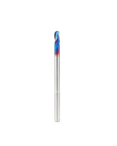 Amana tool 46490-K Extra Long CNC Spektra Extreme tool Life Coated 2D/3D Carving Tapered Bal Nose 0.10 Deg Angle x 1/4 Dia x 1/8 Radius x 1/2 CH x 1/4 SHK x 4 Inch Long x 3 Flute SC Reduced Shank Router Bit