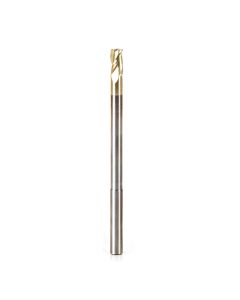 Amana tool 46590 Extra Long CNC 2D and 3D Carving Flat Bottom x 0.10 Deg x 1/4 D x 1/2 CH x 1/4 SHK x 4 Inch Long x 3 Flute Solid Sub Micrograin Carbide ZrN Coated Reduced SHK Router Bit