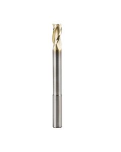 Amana tool 46591 Extra Long CNC 2D and 3D Carving Flat Bottom x 0.10 Deg x 3/8 D x 3/4 CH x 3/8 SHK x 4 Inch Long x 3 Flute Solid Sub Micrograin Carbide ZrN Coated Reduced SHK Router Bit