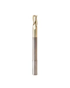 Amana tool 46593 Extra Long CNC 2D and 3D Carving Flat Bottom x 0.10 Deg x 1/2 D x 1 CH x 1/2 SHK x 6 Inch Long x 3 Flute Solid Sub Micrograin Carbide ZrN Coated Reduced SHK Router Bit