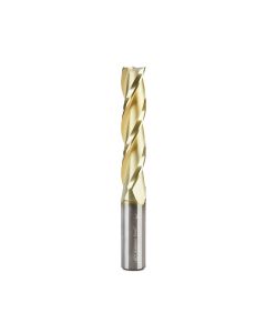 Amana tool 46597 CNC 2D and 3D Carving 0.10 Deg Straight Angle Flat Bottom x 3/8 D x 1-3/4 CH x 3/8 SHK x 3 Inch Long x 3 Flute SC ZrN Coated Router Bit
