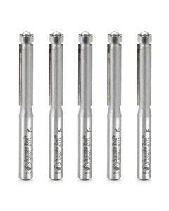 Amana tool 47092-5, 5-Pack Carbide Tipped Flush Trim 1/4 D x 1 CH x 1/4 SHK x 2-1/2 Inch Long Router Bits w/ Lower Bal Bearing