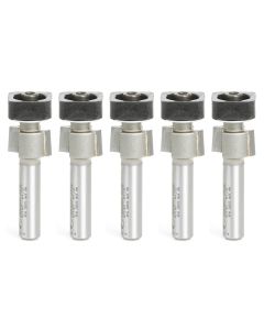 Amana tool 47147-5, 5-Pack Laminate Trimmer with Euro TM Square Bearing 1/2 Dia x 19/64 Cut Height x 1/4 Inch Shank Carbide Tipped Router Bits