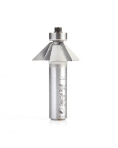 Amana tool 47308 Carbide Tipped Chamfer 45 Deg Angle x 1-19/64 D x 7/16 CH x 1/2 Inch SHK w/ Bal Bearing 3-Flute Router Bit
