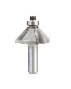 Amana tool 47309 Carbide Tipped Chamfer 45 Deg Angle x 1-3/4 D x 3/4 CH x 1/2 Inch SHK w/ Bal Bearing 4-Flute Router Bit